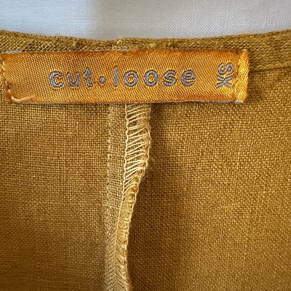 Cut Loose Mustard Linen Hi-Low Tunic Top XS - Picture 2 of 7